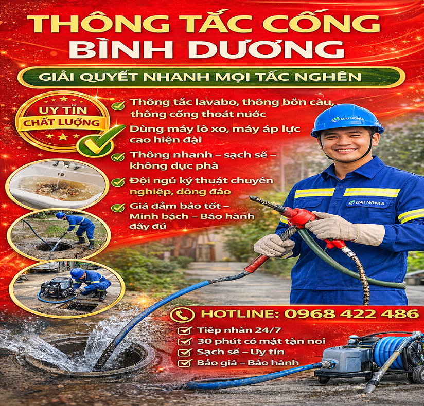 Thông cống nghẹt Bình Dương