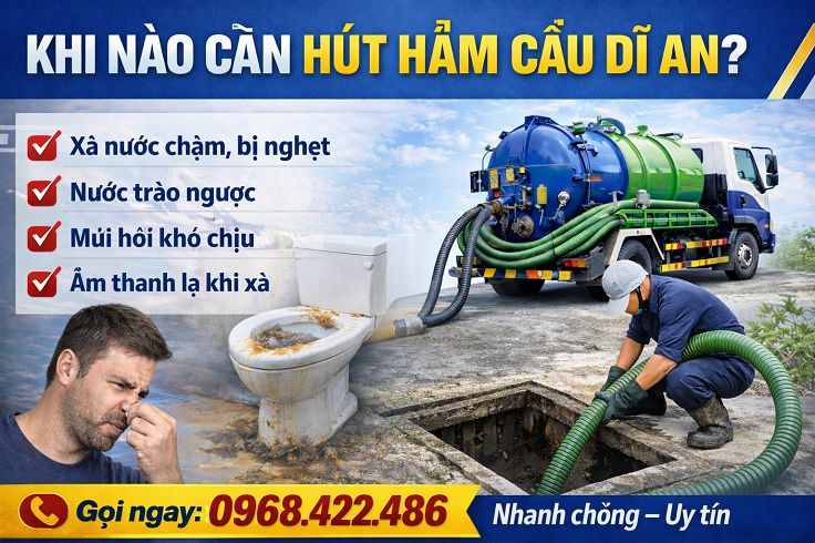 khi nào cần hút hầm cầu dĩ an